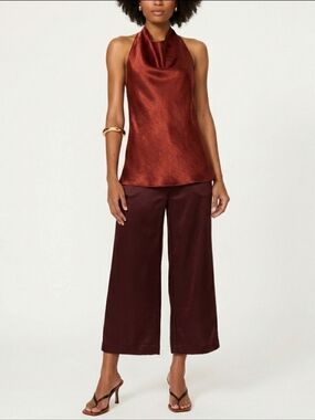 Vince Deep Terracotta Satin Halter Top